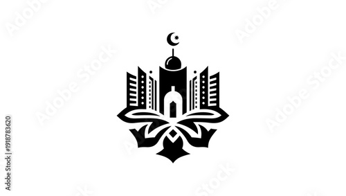 qatar national day in black and white vector minimal logo, Mosq Illustration Vector Free Vector, Business logo vector, Elite estates emblematic property icon urban utopia real estate icon design, 