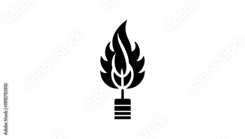 Feuerwerk logo vector icon in black and white, Laurel And Flame Design, Stylized Black Flame or Fire Symbol, Black and white stylized illustration of a lightbulb blossoming within a floral design, 
El