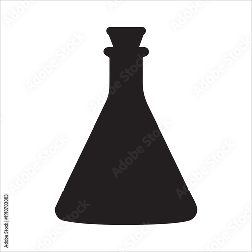 Erlenmeyer Flask Icon Silhouette for Chemistry Lab Illustration