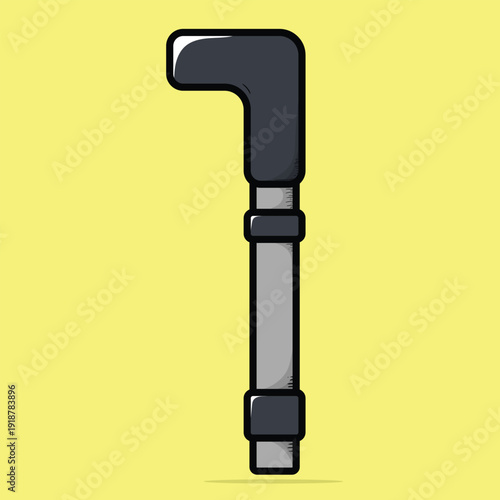 Simple flat plumbing pipe vector illustration with bold outline. Industrial water tube element isolated on background. Perfect for plumbing service, construction, repair concept, sanitation, and maint