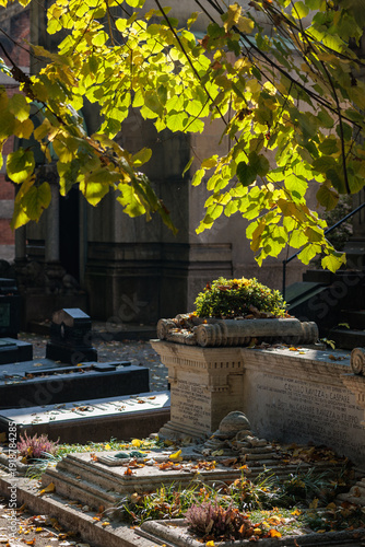 Historic cemetery sculptures in Milan