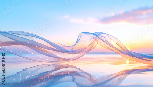 柔らかな朝の光とベールが揺れる透明感のある風景｜Soft Morning Light with Flowing  Veil	