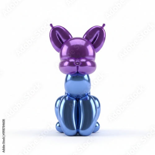 Metallic Purple and Blue Balloon Rabbit Dog Sculpture, blue easter bunny