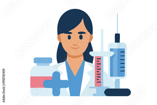 Woman doctor or nurse preparing a medical syringe injection in a hospital laboratory for healthcare research and vaccination care