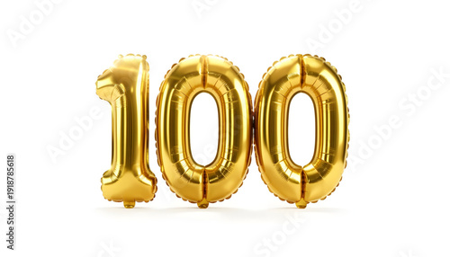 Golden Foil Number 100 Balloon, gold percent symbol