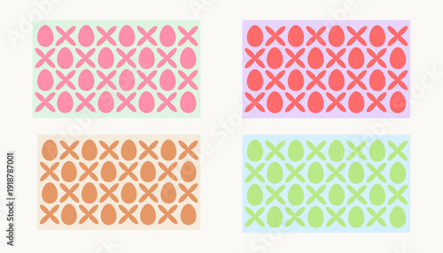 Colorful Spring Holiday Decorative Egg Repeat Design. Modern Pastel Geometric Ornament Background for Fabric Print, Wrapping Paper, Wallpaper, Textile and Packaging