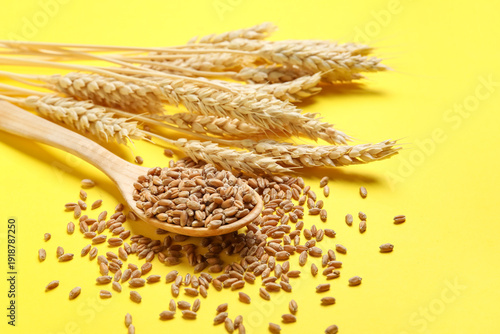 Wheat ears with grains and ...