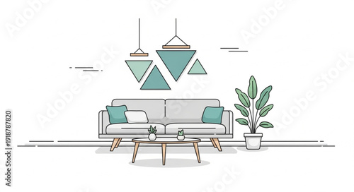 Modern Living Room Interior Design with Sofa and Coffee Table.