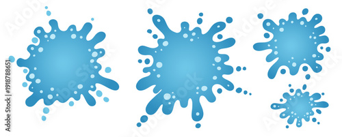 Watery blot and splash elements in blue tones. Frame puddle water illustration perfect for backgrounds, templates, labels and flat design.