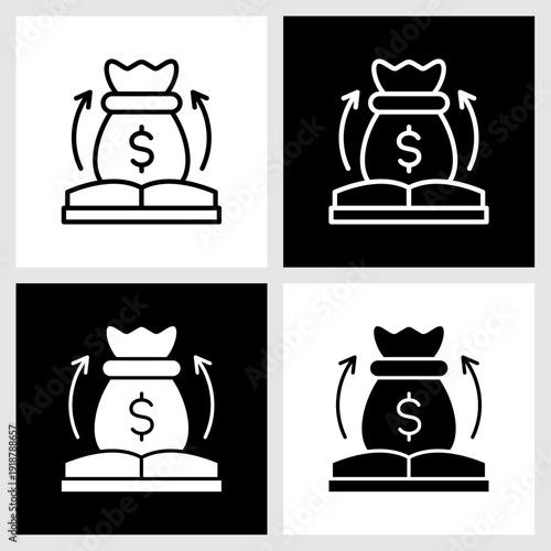 Financial Literacy Icon with Black and White Background