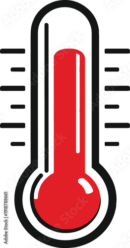 Red Thermometer Icon Showing High Temperature