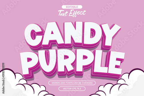 Candy purple editable text effect with 3d text style
