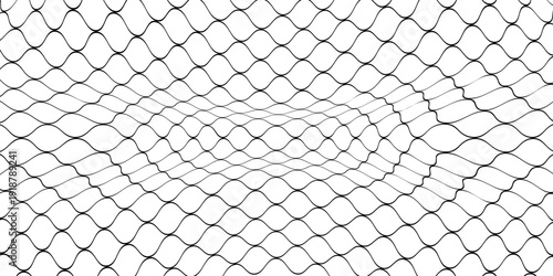 Curved net pattern. Seamless design for sportswear or equipment like soccer goals, volleyball nets, basketball hoops, hockey nets, and athletic gear.
