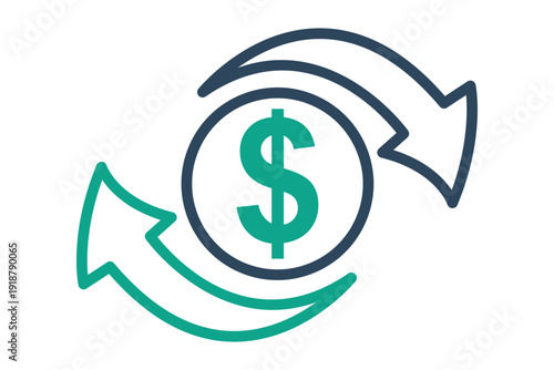 Money transfer icon. Line icon style. Icon related to bank. transfer elements vector illustration. Transparent background