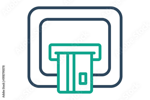 ATM Machine icon. Line icon style. Icon related to bank. cash transactions elements vector illustration. Transparent background