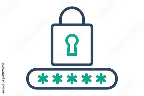 Password icon. Line icon style. Icon related to security. account elements vector illustration. Transparent background