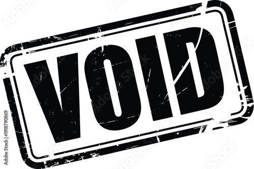 Black and White Void Stamp Illustration: Emphasizing Cancellation, Invalidation, and Legal Concepts for Documents, Agreements, and Contractual Obligations in Business and Law