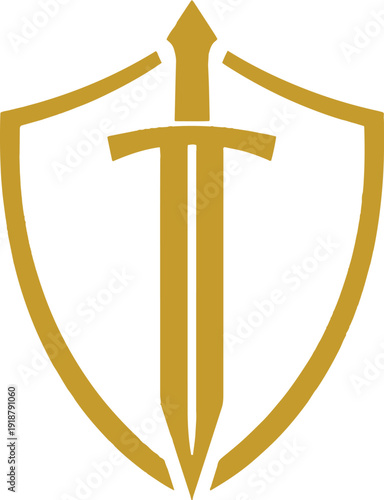 Sword and Shield Protection Logo Illustration