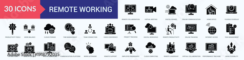 Remote Working  Icon Pack Illustration Vector Glyph Style