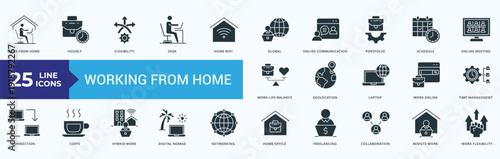 Work From Home  Icon Pack Illustration Vector Glyph Style