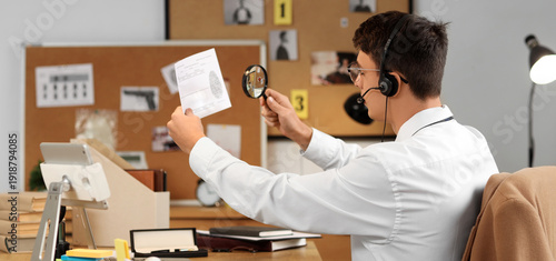 Male FBI agent in headset s...