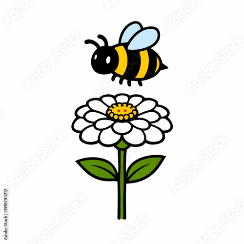 Artistic vector of a bee landing on a flower petal