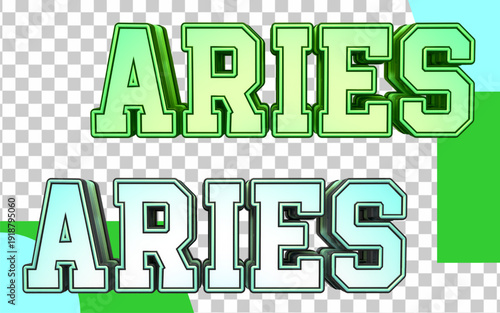 luxury blue and green color 3d aries zodiac