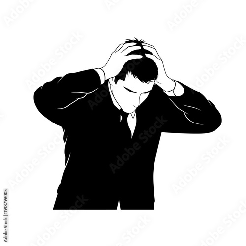 Man in Suit Experiencing Stress and Frustration.