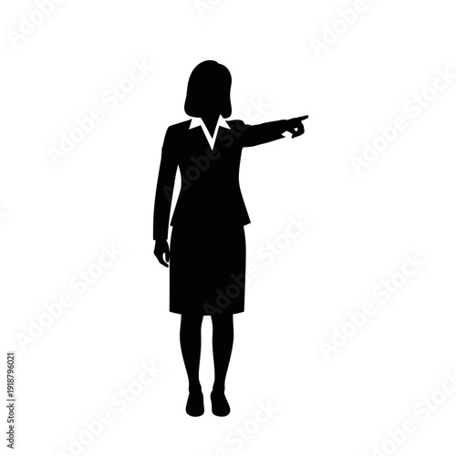 Businesswoman Silhouette Pointing to the Right Direction.