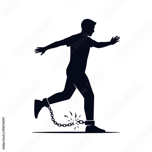 Man Breaking Free from Chains Illustration.