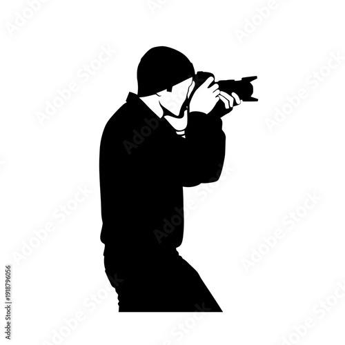 Man Taking Photo with Camera Device.