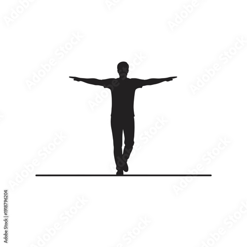 Man Standing on One Leg with Arms Outstretched.
