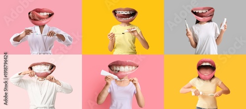 Set of people with mouths i...