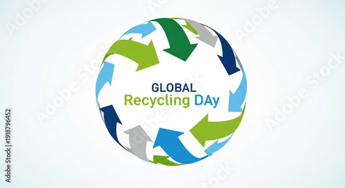 Global Recycling Day logo with circular arrows representing sustainability and environmental conservation efforts worldwide