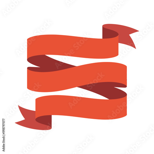 Vibrant red ribbon banner twisting in dynamic motion