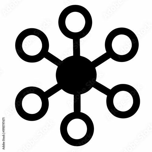 Centralized network hub icon representing connection and distribution.