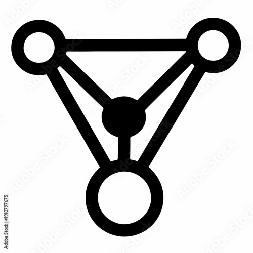 Abstract geometric network symbol with connected circles.