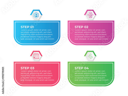 vector illustration infographic design template with 4 steps. Template for process, presentations, layout, banner, brochure.