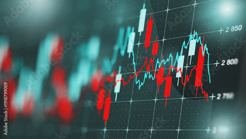 Stock market analysis shows fluctuating trends on a digital chart during trading hours