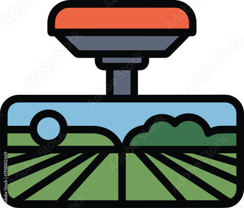 Overhead view of a smart farming system using a drone to monitor agricultural fields agriculture technology