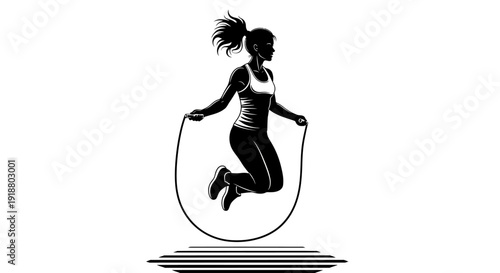 A woman jumps rope outdoors in a lively action event.