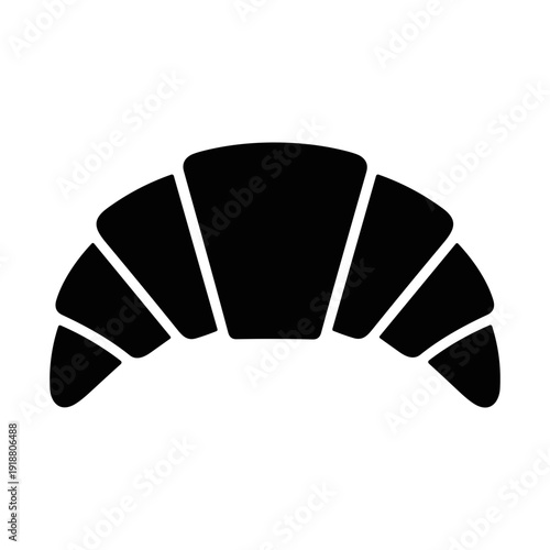 Black Silhouette Icon of a Classic Croissant, French Pastry or Breakfast Item
