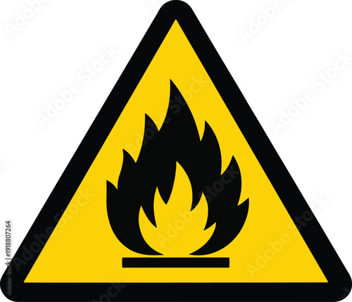 Yellow Flammable Hazard Triangle Warning Icon