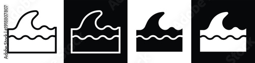 Dolpin lineal glyph icon style in white and black background