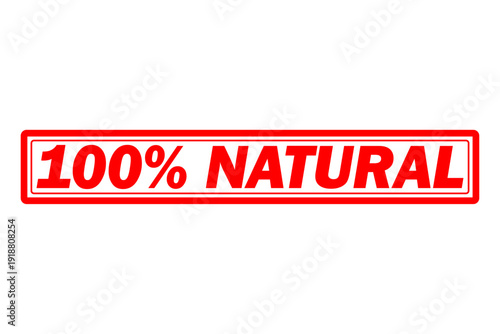 100% NATURAL - Red Rubber Stamp with text 100% NATURAL
