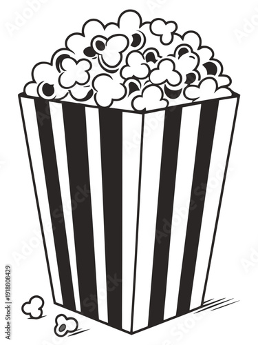 Popcorn Bucket Box with Kernels Icon Clip Art Vector Illustration