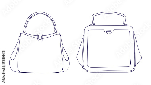 Vector illustration of a stylish handbag from two angles