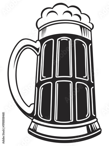 Beer Mug with Foam Icon Clip Art Vector Illustration