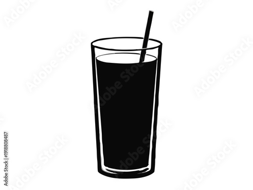 Tall Glass with Straw Drink Icon Clip Art Vector Illustration