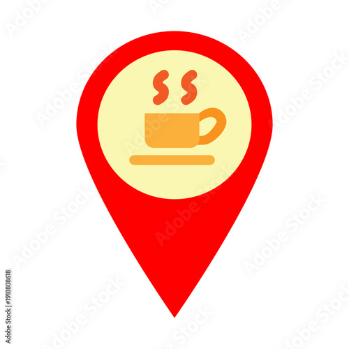 Cafe Location Vector Flat Icon Design